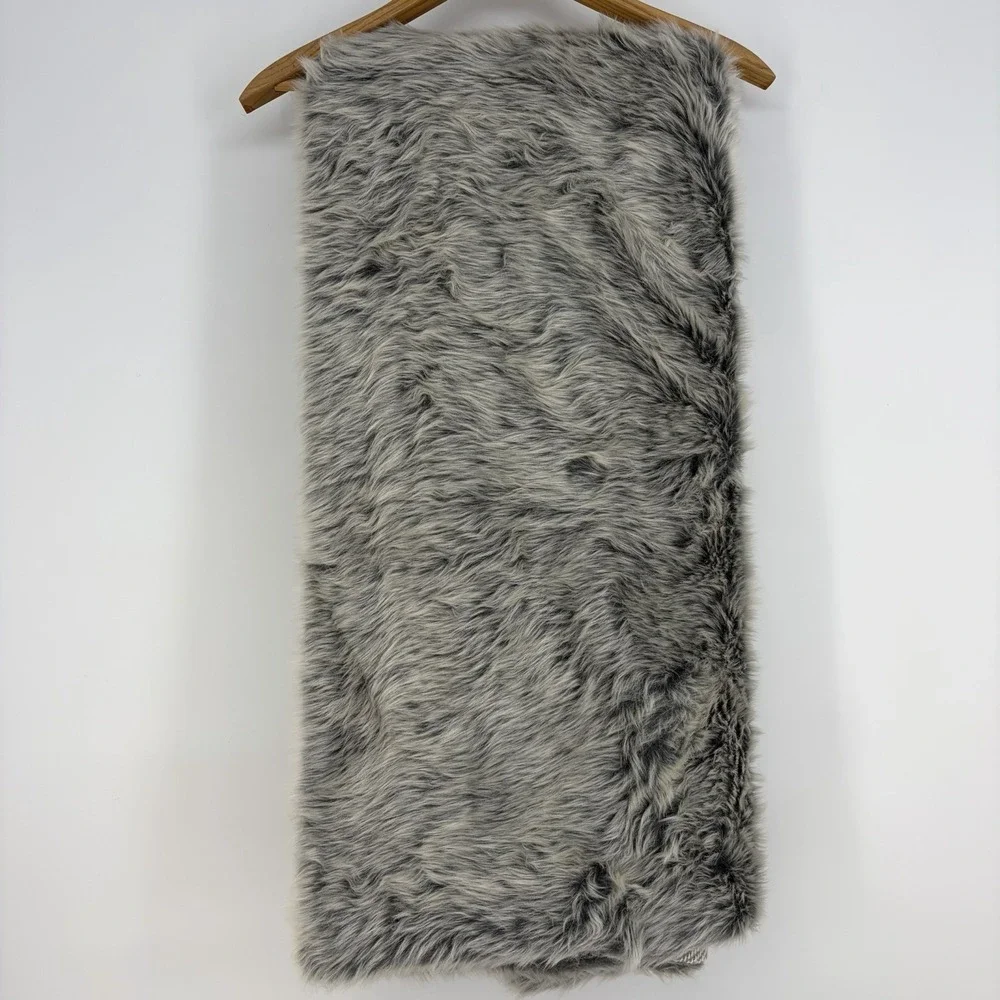 POTTERY BARN Stewart Plaid Faux Fur Back Throw 60
